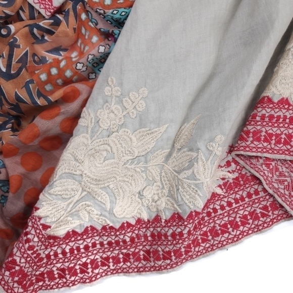 New Johnny Was Camille Draped Embroidered Grey Red Cardigan Sz L - Picture 2 of 16